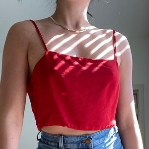 Red tie back crop top